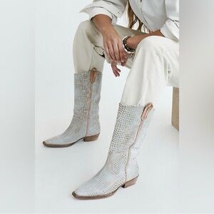 Free People Croc-Embossed Cowboy boots